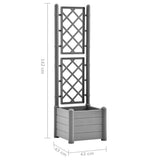 Garden Planter with Trellis 43x43x142 cm PP Stone Grey 317581