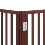 Dog Gate with Door Foldable 12 Panels Brown 960 cm Poplar Wood 3155584