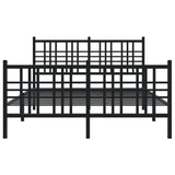ZNTS Metal Bed Frame without Mattress with Footboard Black 140x200cm 376343
