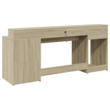 Desk with LED Lights Sonoma Oak 200x55x91 cm Engineered Wood 3309440