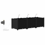 Garden Planter 3 pcs Black 120 x 40 x 37.5 cm Plastic 42002846