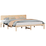Bed Frame with Headboard Natural 180 x 200 cm Solid Pine Wood 872095