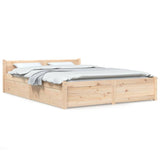 ZNTS 3103559 Bed Frame without Mattress with Drawers 140x200 cm