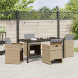 Garden Dining Set with Cushion Folding 5 pcs Beige Poly rattan 3379966