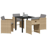 Garden Dining Set with Cushion 5 pcs Beige Poly Rattan 3379996