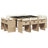 Garden Dining Set Beige PE Rattan 10-Seater Collapsible 3211210