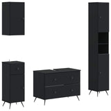 4 Piece Bathroom Cabinet Set BREDA Black Engineered Wood 3417964