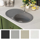 Granite Kitchen Sink Single Basin Oval Grey 142959
