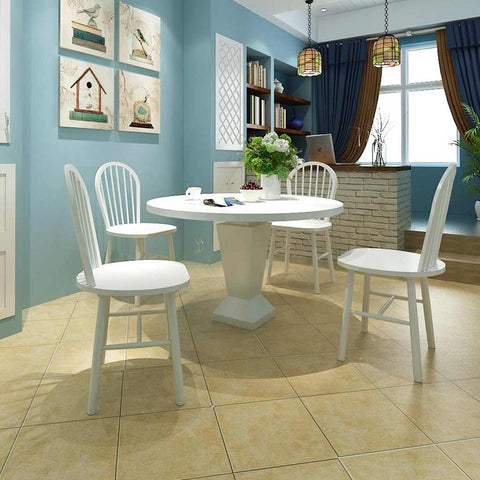 Dining Chairs 4 pcs White Solid Rubber Wood 242027