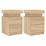 ZNTS Bedside Cabinets with LED Lights 2 pcs Sonoma Oak 35x39x55 cm 836754