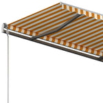 ZNTS Manual Retractable Awning with Posts 4x3 m Yellow and White 3070138