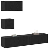 TV Cabinet Set Wall-mounted 3 pcs Black Oak Engineered Wood 3393139