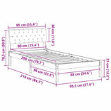 Bed frame Brown and taupe 90 x 200 cm Solid pine wood 878637