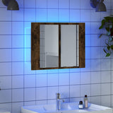 LED Mirror Cabinet Smoked Oak 60x12x45 cm Engineered Wood 822841