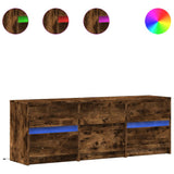 TV Cabinet with LED Smoked Oak 140x34x50 cm Engineered Wood 3307923