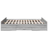 Bed Frame with Drawers without Mattress Grey Sonoma 150x200 cm King Size 3280291