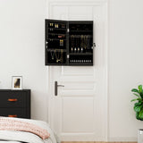 Mirror Jewellery Cabinet with LED Lights Wall Mounted Black 353239