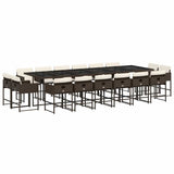17 Piece Garden Dining Set with Cushions Brown Poly Rattan 3211425