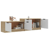 ZNTS TV Cabinet White and Sonoma Oak 158.5x36x45 cm Engineered Wood 811489