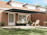 Retractable Awning Black 450 x 300 cm Polyester and Aluminium 3330955