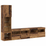 TV Wall Unit with LED 4 pcs Old Wood Engineered Wood 3402965