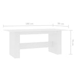 ZNTS Dining Table White 180x90x76 cm Engineered Wood 800468