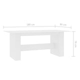 ZNTS Dining Table White 180x90x76 cm Engineered Wood 800468