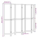 Room Divider 6 Panels White Solid Wood Paulownia 358682