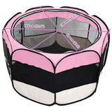 Foldable Dog Playpen with Carrying Bag Pink 145x145x61 cm 171012
