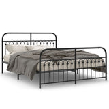 Metal Bed Frame without Mattress with Footboard Black 150x200cm 376620