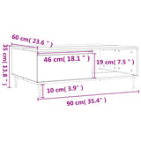 ZNTS Coffee Table White 90x60x35 cm Engineered Wood 827052