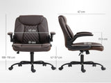 Faux Leather Office Chair. with Flip-Up Armrests - Brown T3398P377418
