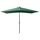 Garden Parasol with LEDs and Steel Pole Green 2x3 m 313786