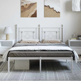 Metal Bed Frame without Mattress with Headboard White 193x203cm 374394