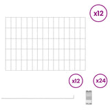 Garden Fence with Stakes 12 pcs 75 x 50 cm Mesh Silver 42042970