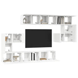 10 Piece TV Cabinet Set White Engineered Wood 3078724