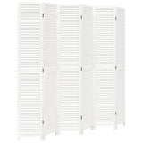Room Divider 6 Panels White Solid Wood Paulownia 358844