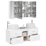 Bathroom Furniture Set 4 pcs White Engineered Wood and Glass 3407023