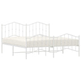 Metal Bed Frame without Mattress with Footboard White 183x213cm 373861