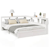 Bookcase Bed without Mattress White 140x190 cm Solid Wood Pine 3324361