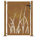 Garden Gate 105x130 cm Corten Steel Grass Design 153228