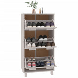 Shoe Cabinet HAMAR White 59.5x35x117 cm Solid Wood Pine 340513