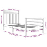 Bed Frame without Mattress White 100x200 cm Solid Wood 3105306