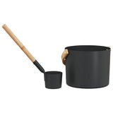Sauna Accessory Set 2 pcs Black Aluminium and Solid Pine Wood 42023426