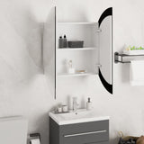 Bathroom Cabinet with Round Mirror&LED White 54x54x17.5 cm 345587