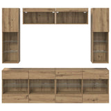 TV Wall Cabinet Set with LED 6 pcs Artisan Oak Engineered Wood 3402996