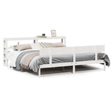 Bed Frame without Mattress White 200x200 cm Solid Wood Pine 3305809