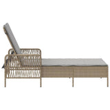 Sun Lounger Beige and Light Grey 55 x 200 x 92 cm Poly Rattan 365428