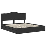 Storage Bed with Headboard Black 200 x 200 cm Engineered Wood 3413472