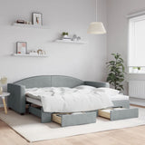 Daybed with Trundle&Drawers without Mattress Light Grey 90x190 cm Single 3197261